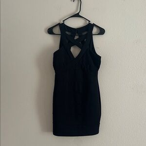 Crystal Doll Black Crisscross Mini Dress
